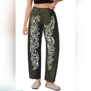 Kedera Embroidered Jeans for Women 2025 Baggy Boyfriend Jeans Barrel Leg Horsesh